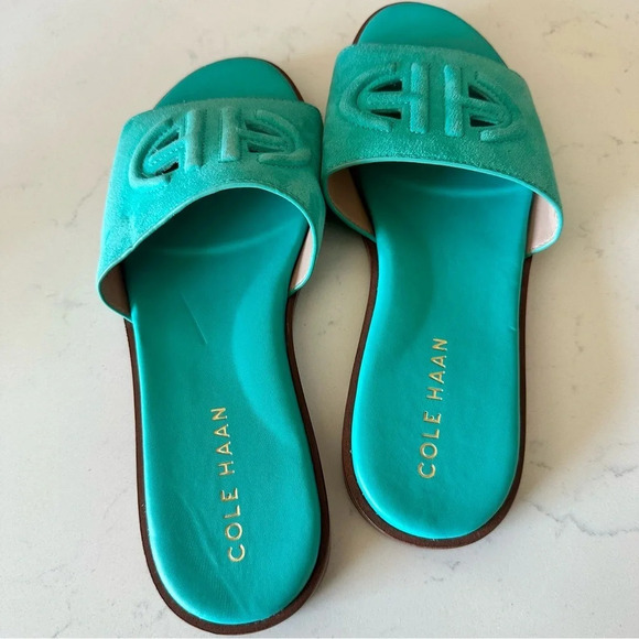 Cole Haan Flynn Logo Slide Sandal in turquoise size: 5 - Picture 4 of 6